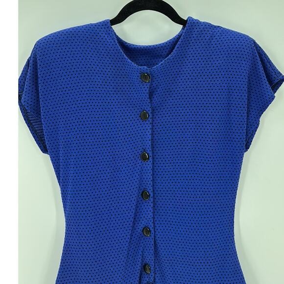 vintage Kings Row dress, likely from the 80s purple black polka dot size 9/10 - Picture 3 of 9